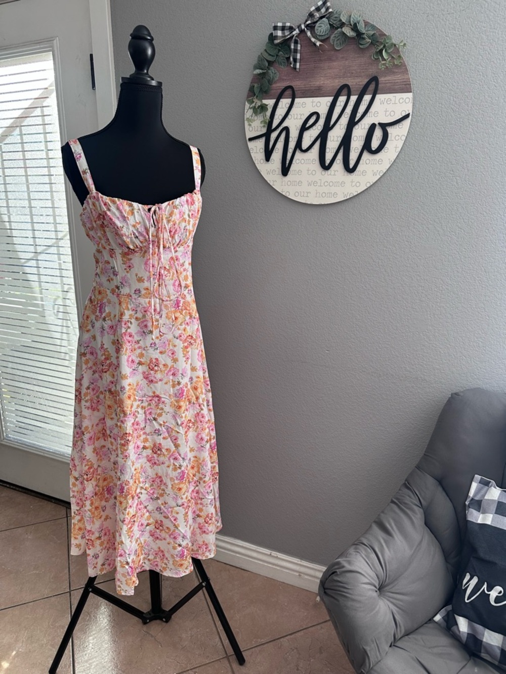 Sleeveless Floral Maxi Dress in Pink and Yellow